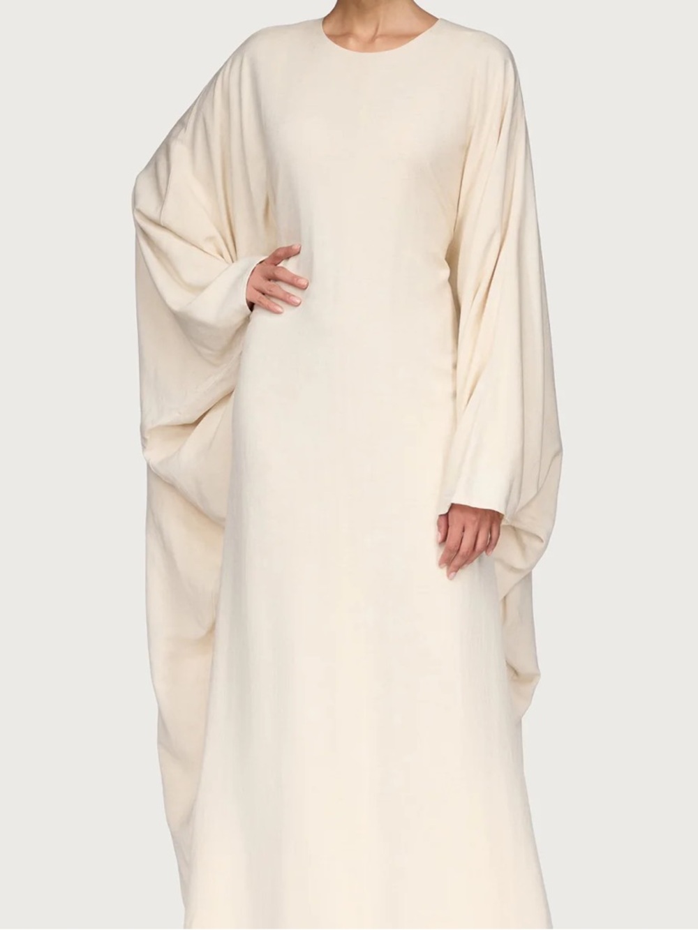 Veiled Collection Linen Blend Butterfly Abaya/ Maxi Dress in Oatmeal